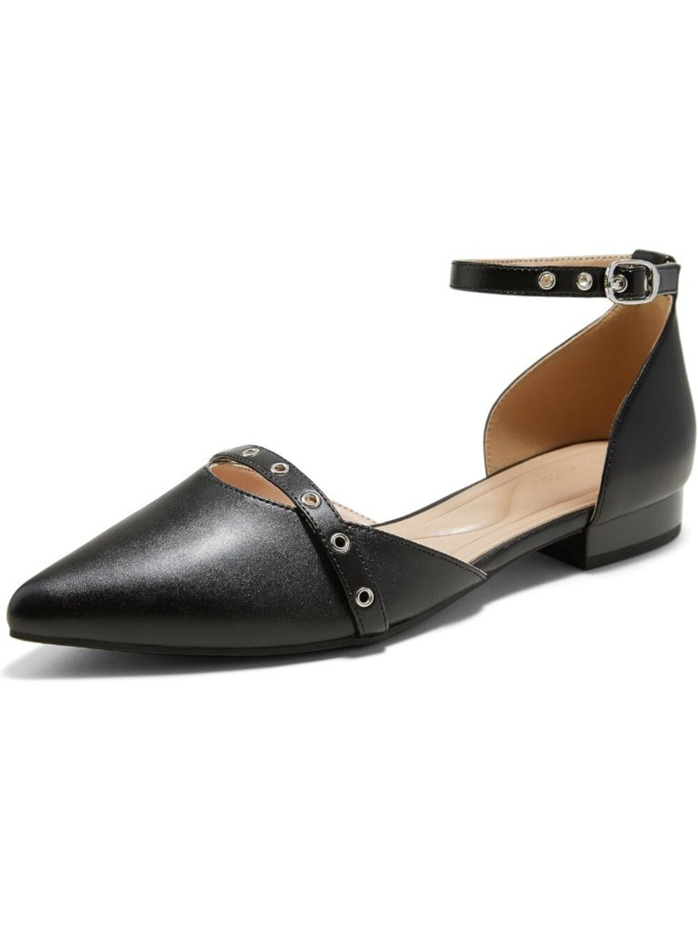 Chic Pointed Toe Ankle Strap D'Orsay Flats for Women - Stylish & Comfortable